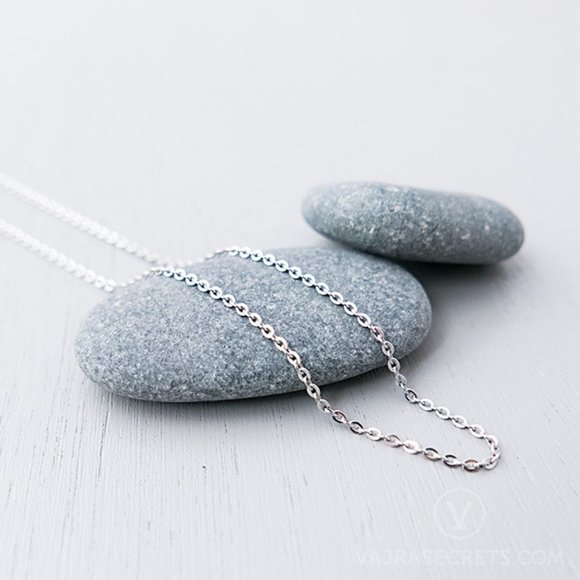 16" Long 1 mm Patinum Layered "O" Chain Necklace - Picture 2 of 3